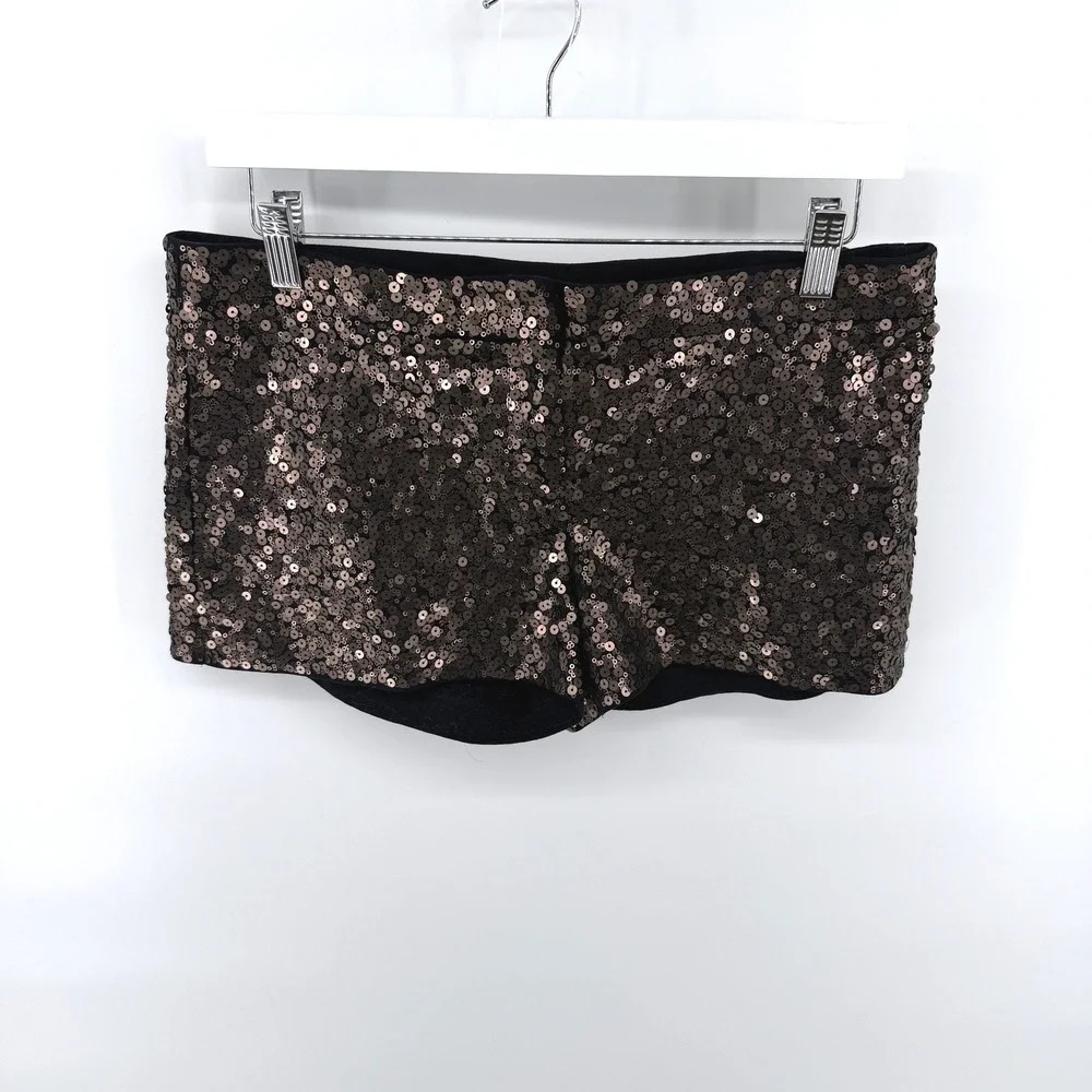 Express Sequin Shorts Bronze Hot Pants 6 Brown Womens Party Festival New‎